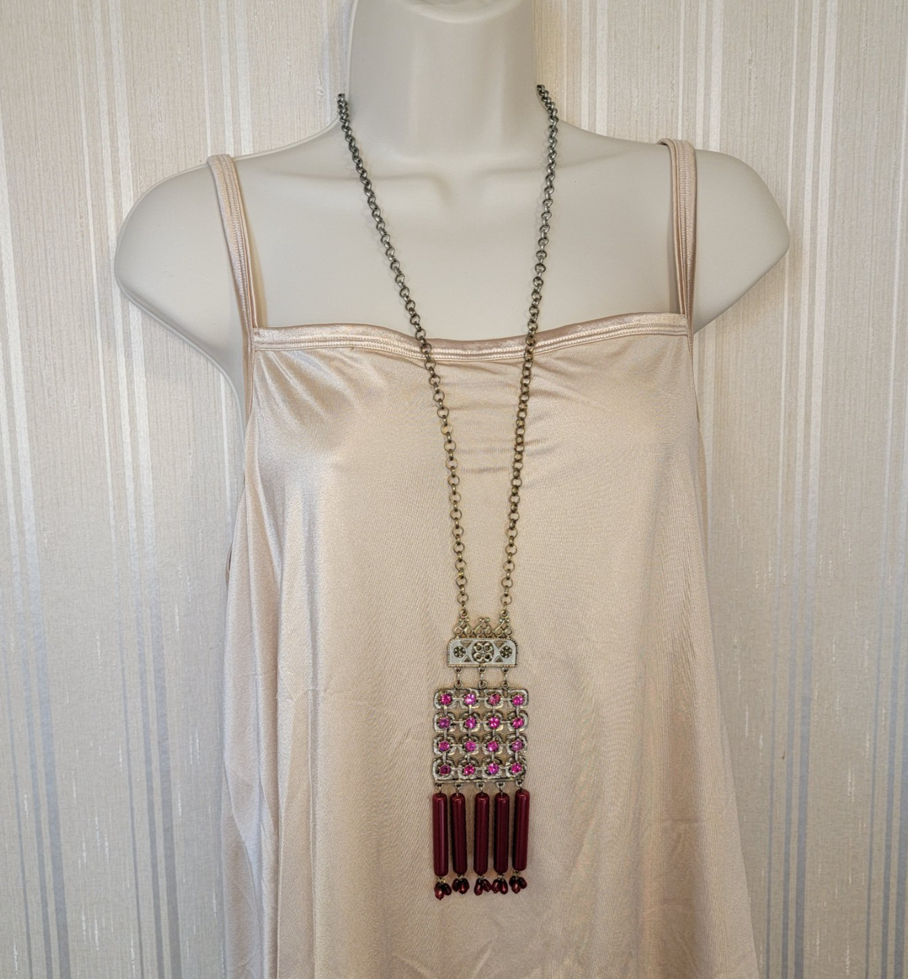 Coldwater Creek Taj Mahal Jewelry Pink Rhinestone Bracelet Earrings + Necklace