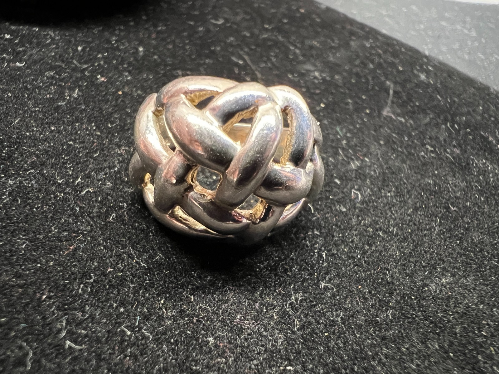 Vintage Sterling Silver Domed Basket Weave Ring Sz 8 almost – See mandrel