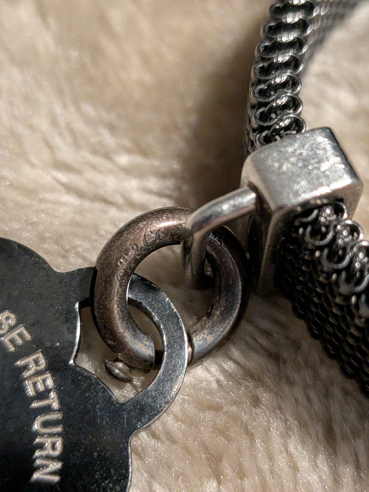 Tiffany and Co Steel Mesh Bracelet w/ Return to Tiffany and Co Titanium Pendant