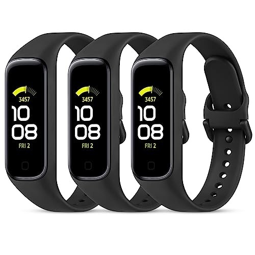 Wanme Replacement Bands for Samsung Galaxy Fit 2 One Size, Black+Black+Black