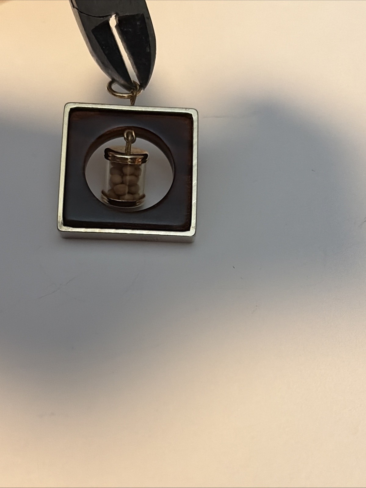 Vintage Rare Mustard Seed Faith Pendant Charm-capsule Dangles In Square