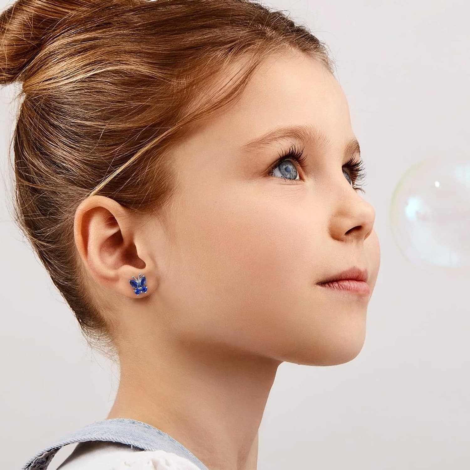 Elegant Gold Butterfly Studs with Created Sapphire – Perfect for Every Occasion