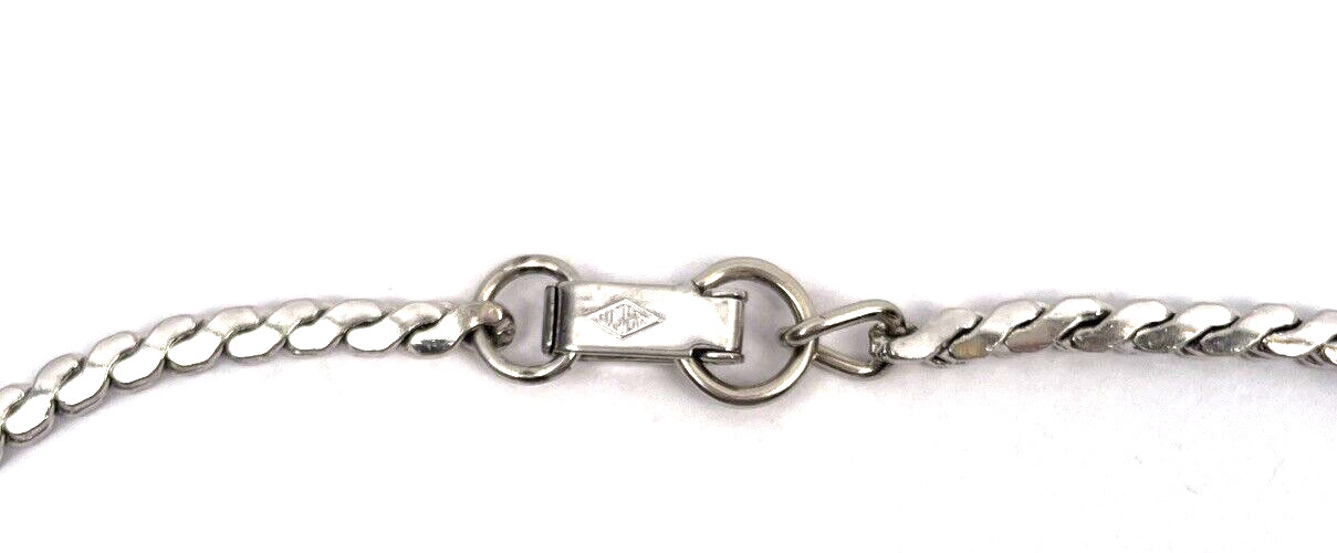 Vintage Lustern Necklace Earrings and Bracelet Set Silver Tone Signed