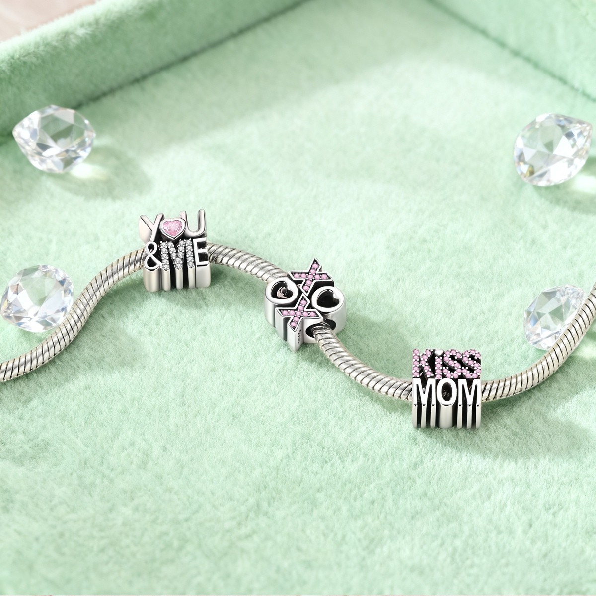 LAZA European 925 Sterling Silver Charm Letter YOU & ME LOVE fit Women Bracelet