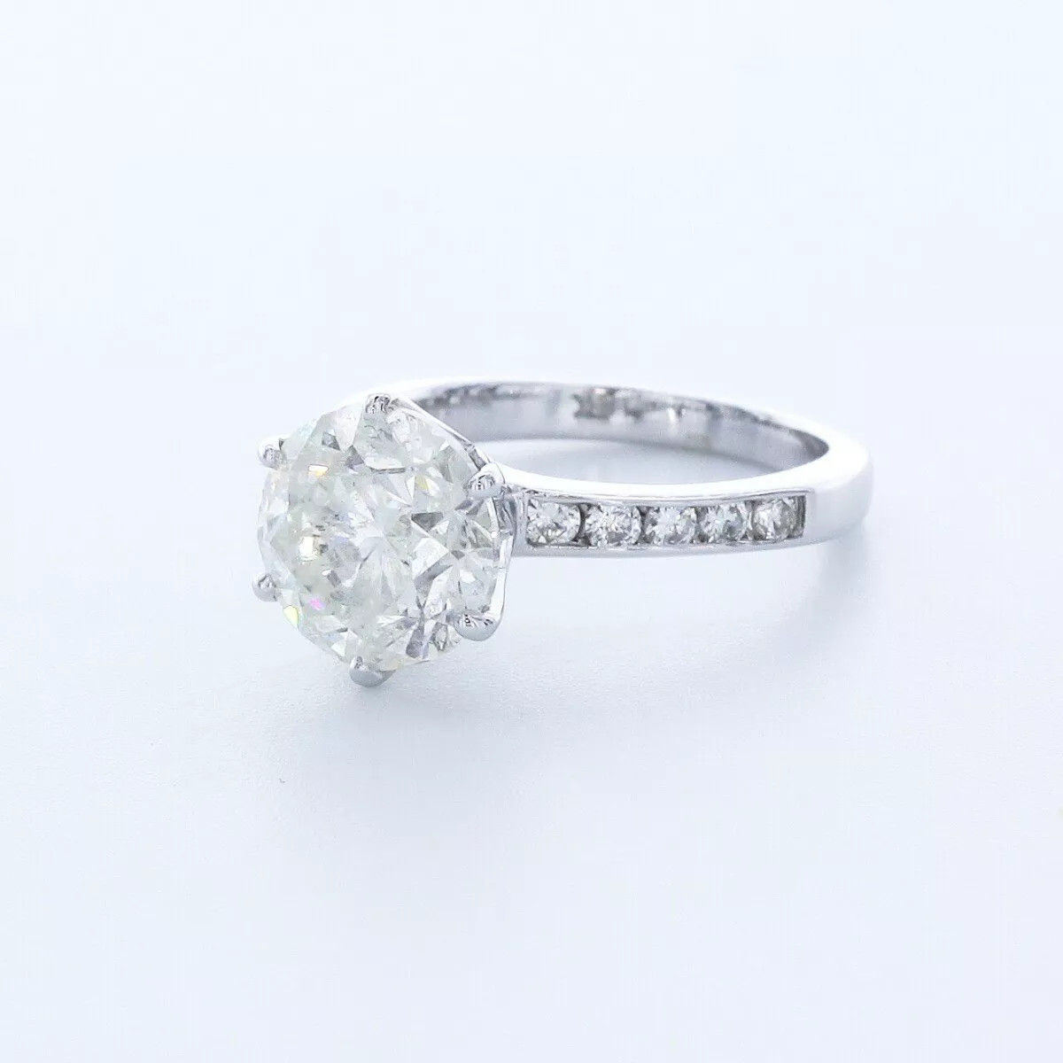 Engagement Ring Classic 18K White Gold 4.63 Carat Round Lab-Grown Diamond I SI2