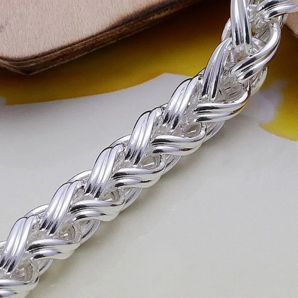 925 Sterling Silver Bracelet Chain 4mm 6mm Unisex Jewelry Gift