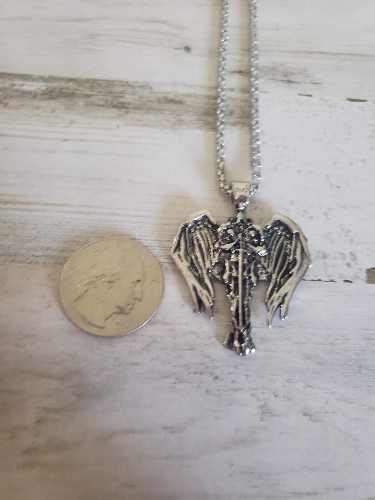 Wings necklace angel cool silver men man women goth jewelry gothic gift