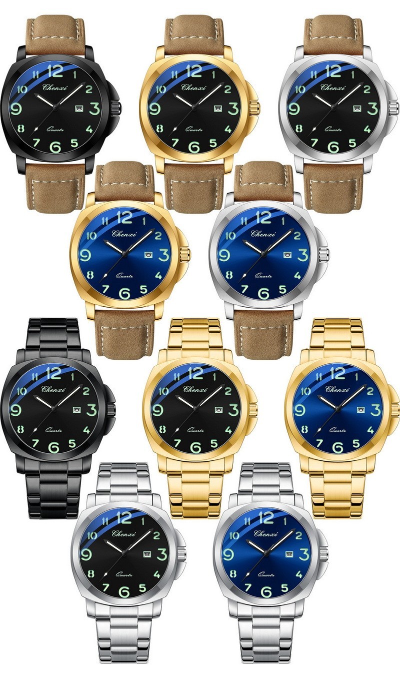 CHENXI Men’s Stainless Steel Luminous Casual Business Calendar Quartz Watch Gift