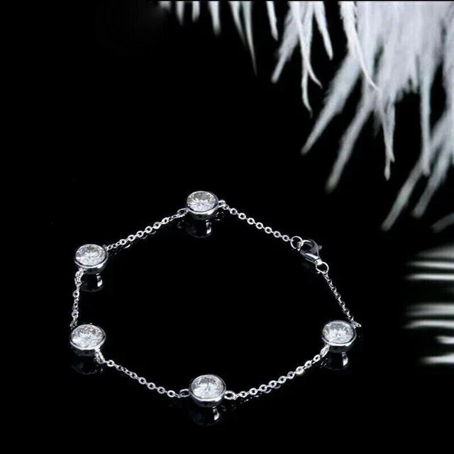 2 Ct Round Cut Moissanite Tennis Women Bracelet 14K White Gold Plated