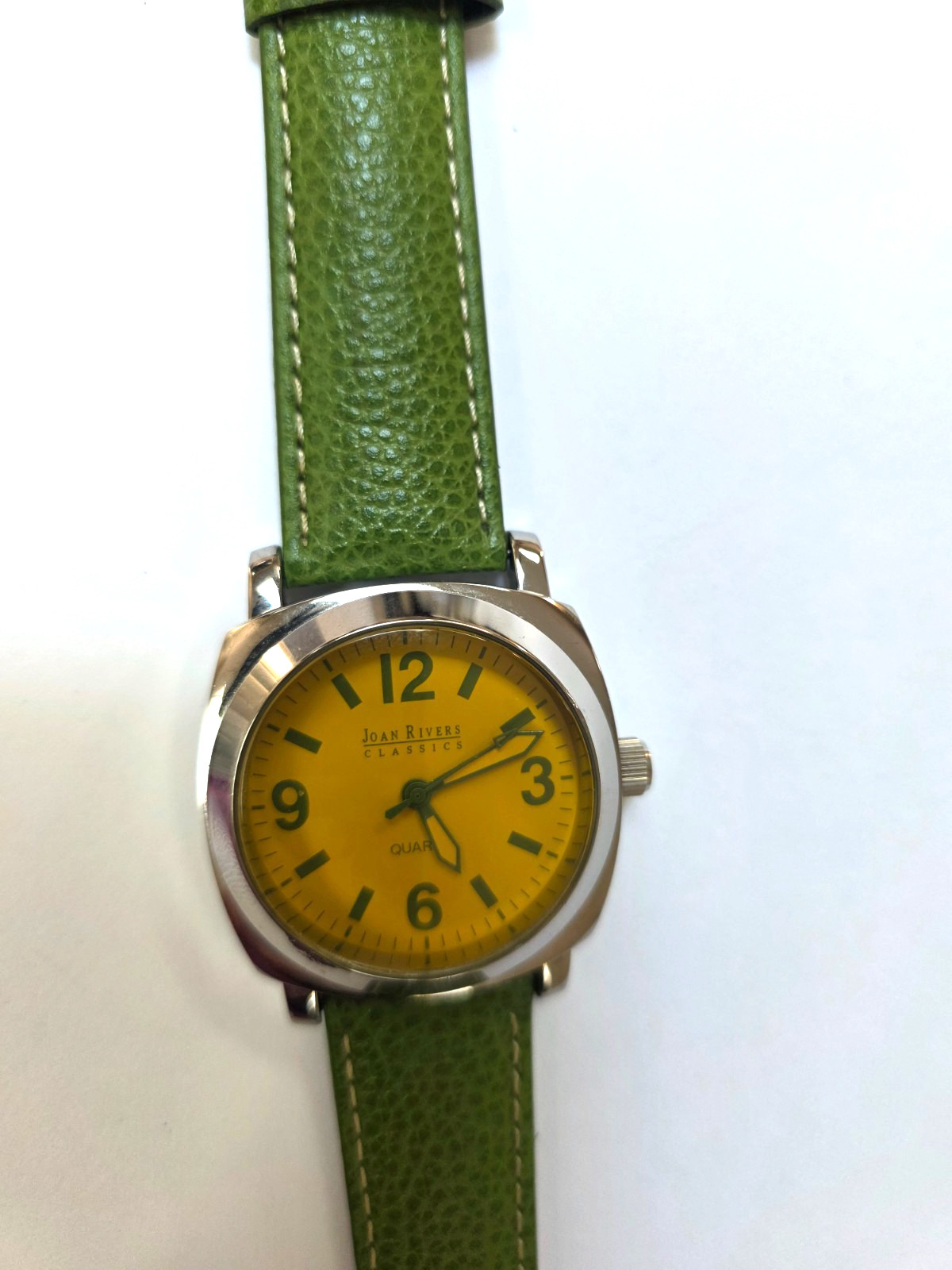 Joan Rivers Classics V377 Watch Leather Wristwatch stainless steel green yellow