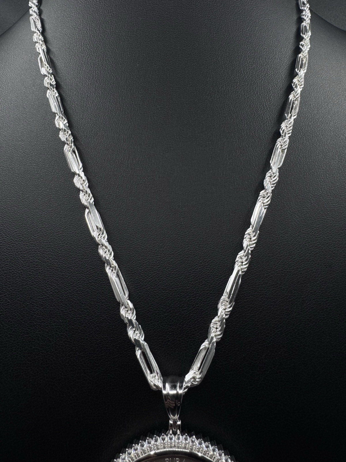 1oz 999 Libertad Centenario Coin with 925 Figarope Milano Chain Set CZ Bezel 24″