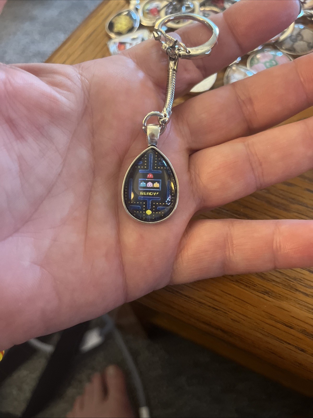 Brand-New 3D Tear Drop Shaped Vintage Pac-Man Keychain! Well Made!