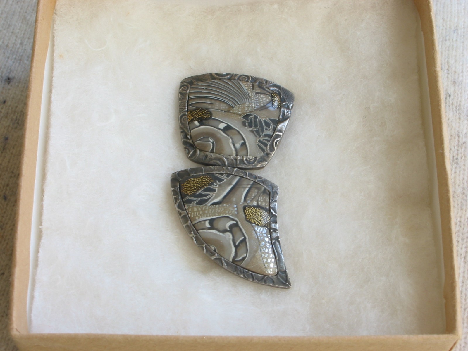 BROOCH PIN & PENDANT 2-IN-1 CONTEMPORARY ABSTRACT SIGNED MIXED MEDIA LAPEL PIECE