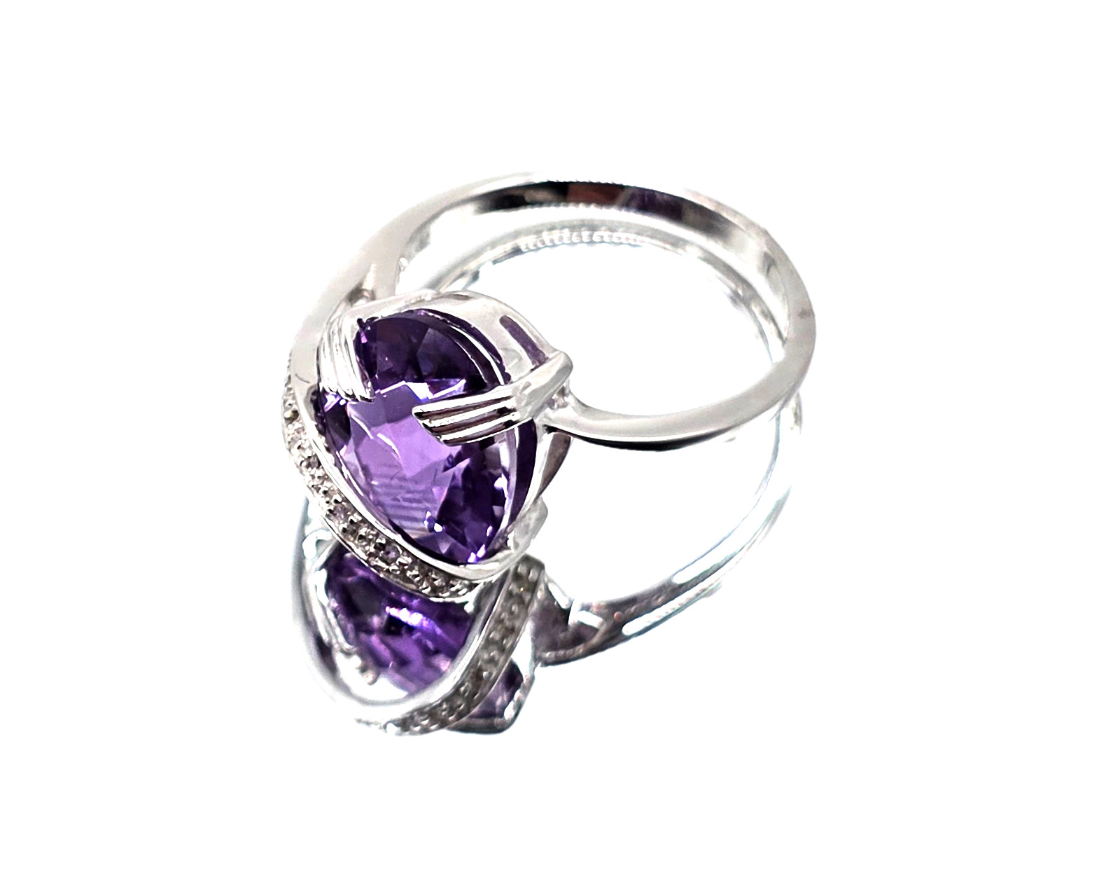 Women White Gold Rhodium Over Solid Sterling Silver 4.38 CTW Purple Amethyst