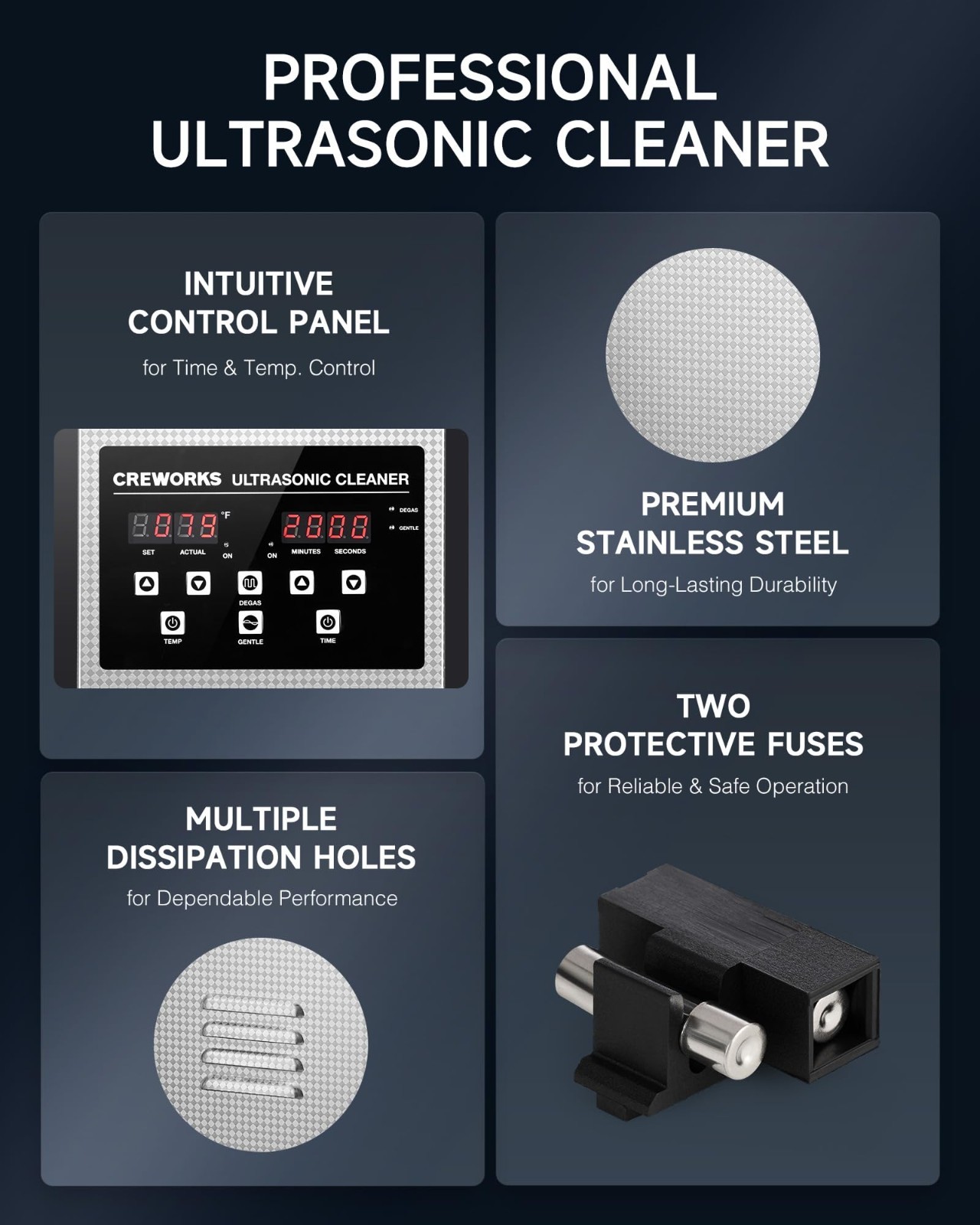 2L Ultrasonic Cleaner with Heater, Degas & Gentle Modes, 150W, 1-30 Min Timer –