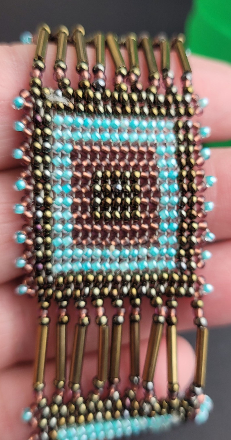 BOHO Seed Bead Adjustable Bracelet Handmade Blue Brown Mauve 5.5-7″