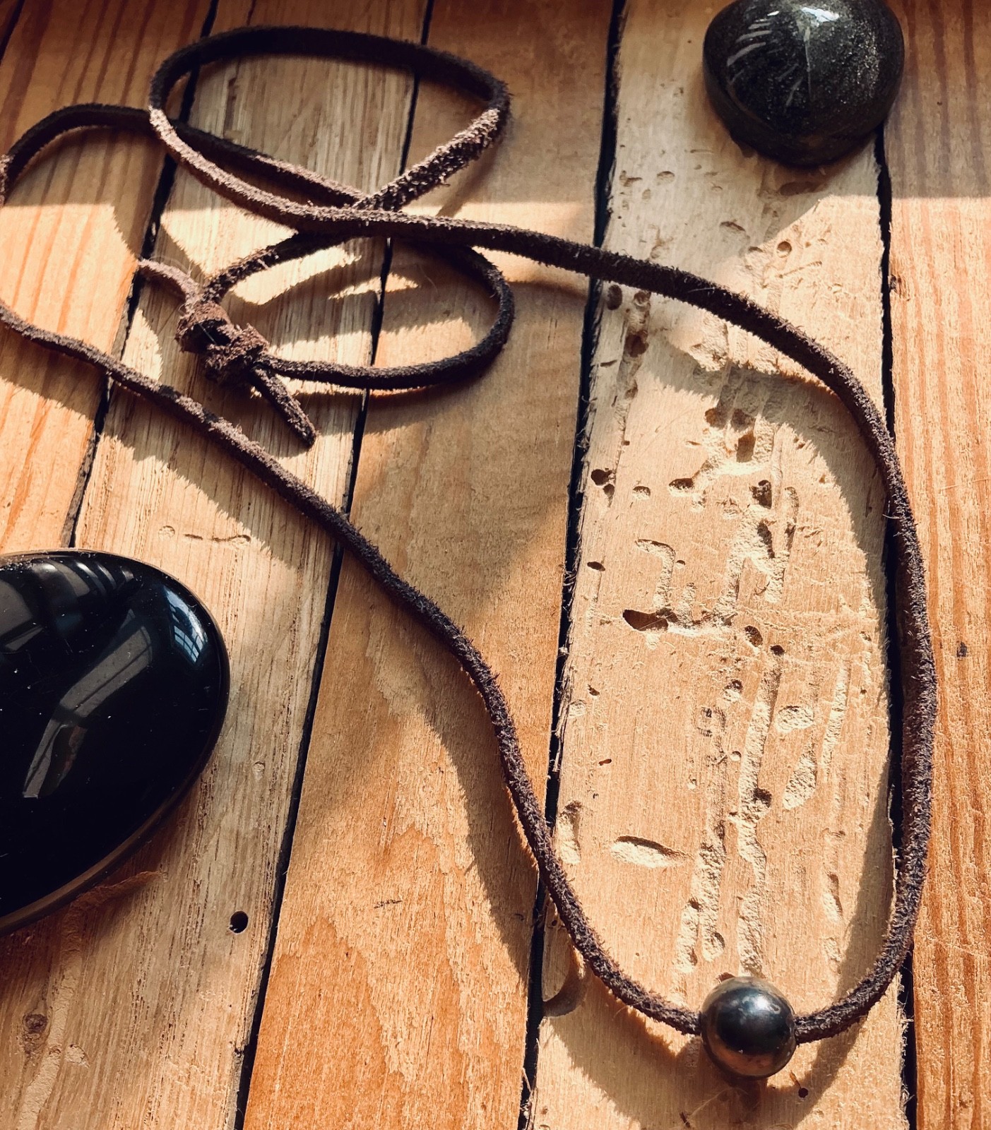 Inspired by Sundance Catalog: Chocolate pearl on soft suede necklace- adjustable