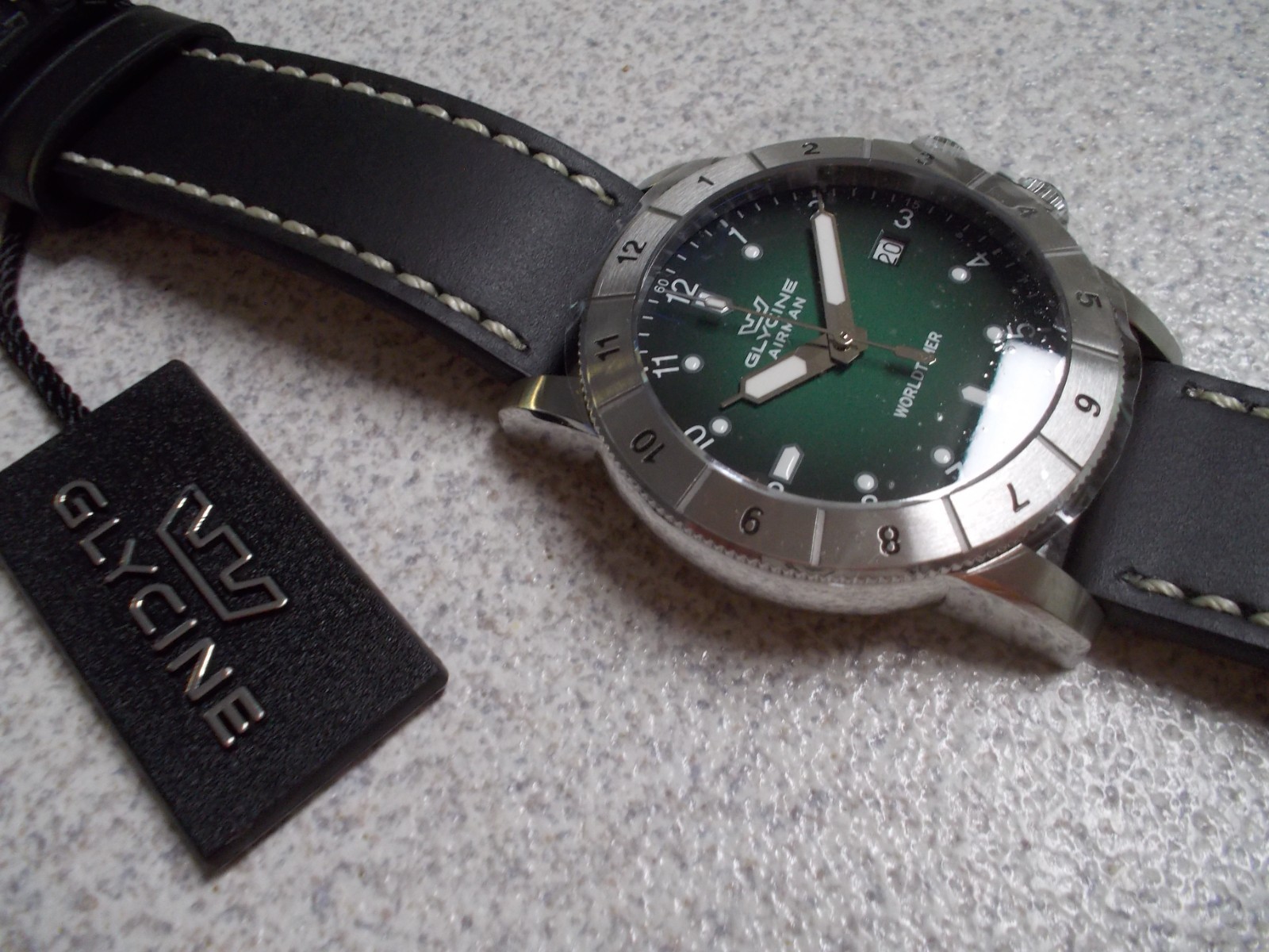 Glycine Airman Contemporary Worldtimer Quartz Green Dial Men’s Watch