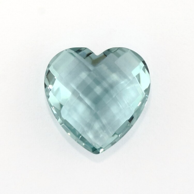 MAN MADE AQUA BLUE QUARTZ 15.25 MM HEART BRIOLETTE CUT BEAUTIFUL COLOR F-5093