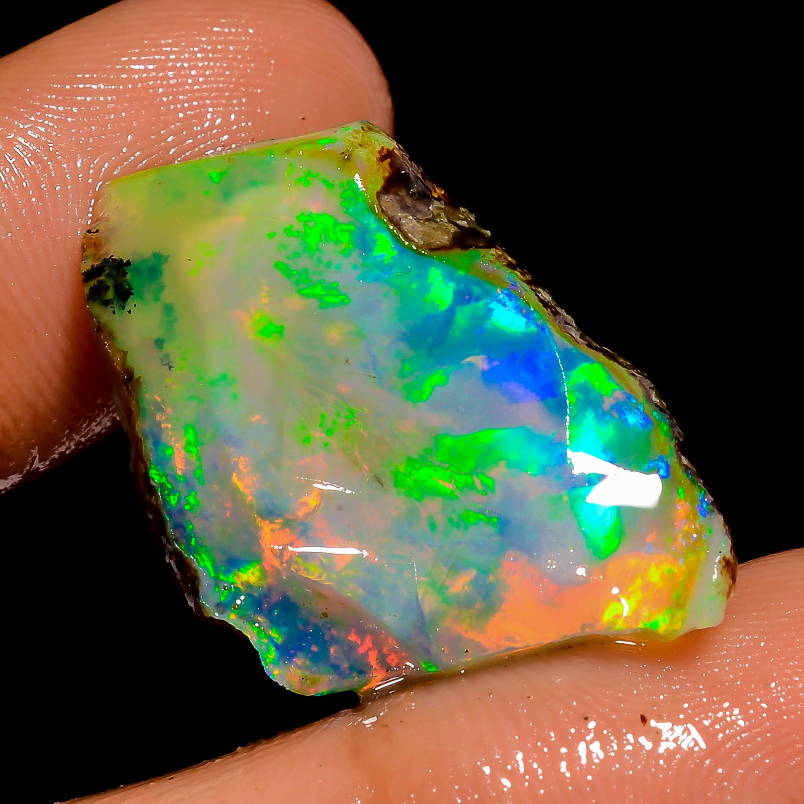 Specimen Crystal Welo Fire Natural Ethiopian Opal Rough OO 19.5 Ct. 28X18X9 mm