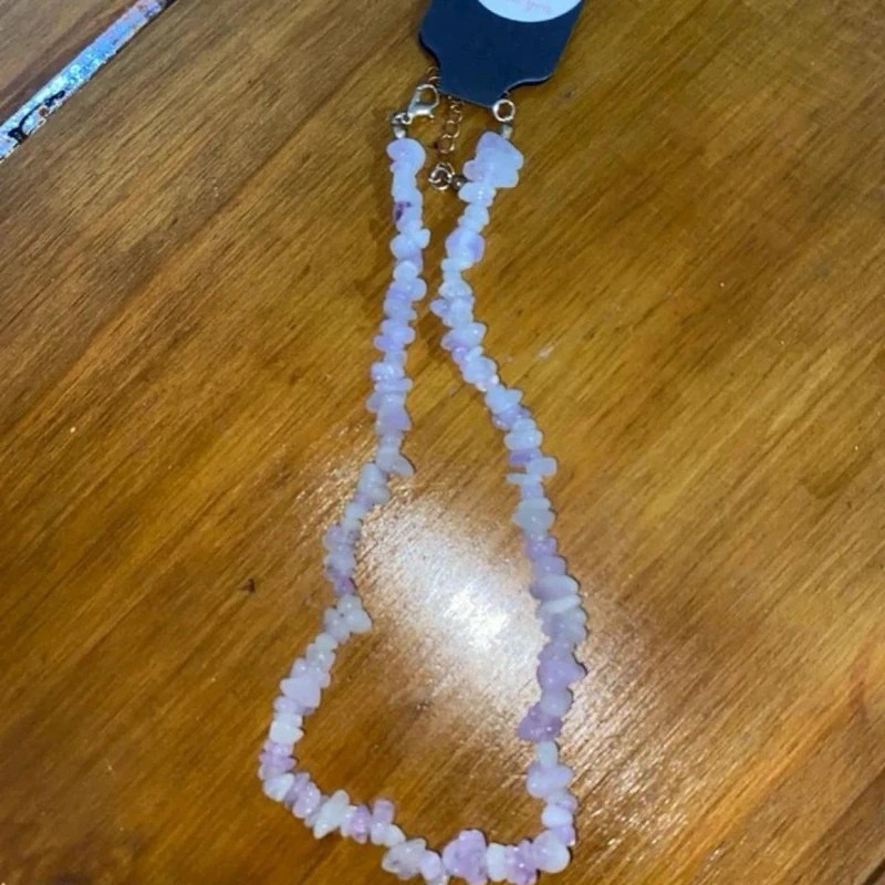 Lavender Amethyst Nugget Necklace Pretty Boho Fairy