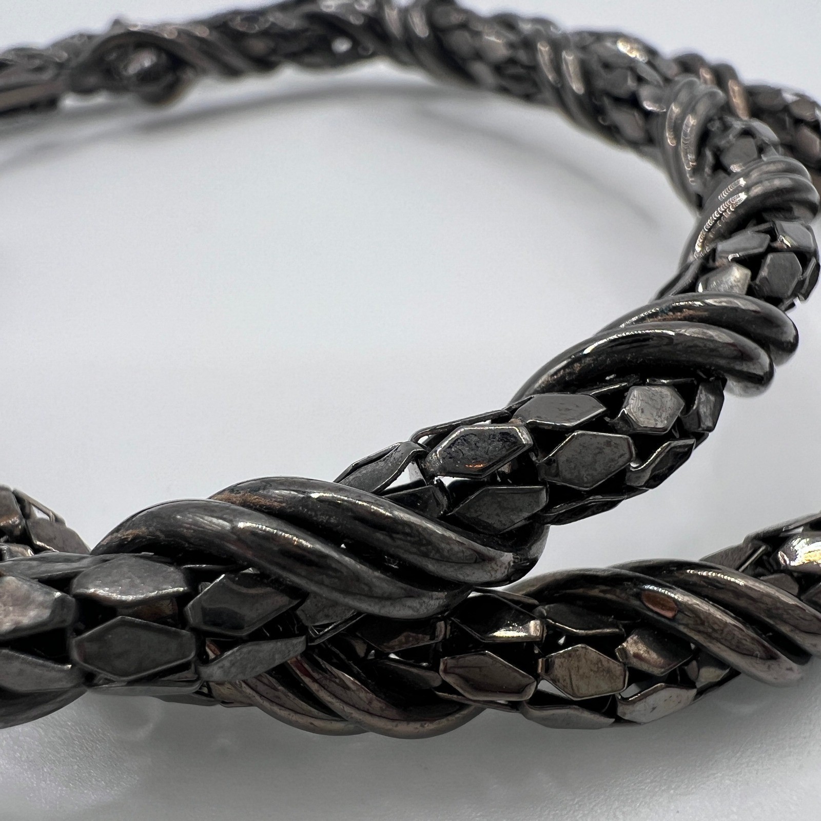 Gunmetal Grey Twisted Rope Textured Large Hoop Earrings Latch Back Statement