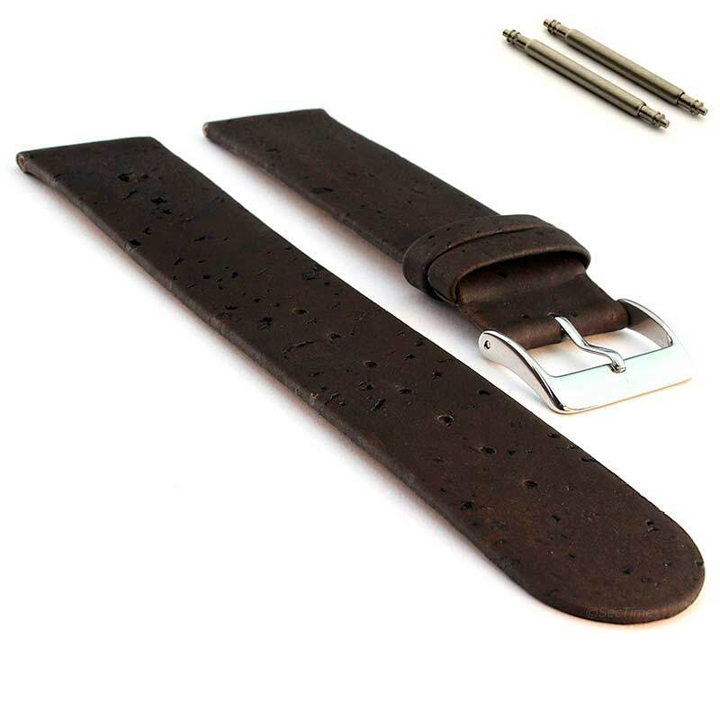 Two-Piece Real Cork Watch Strap Band Spring Bars 12 14 16 18 20 22 Vegan MM