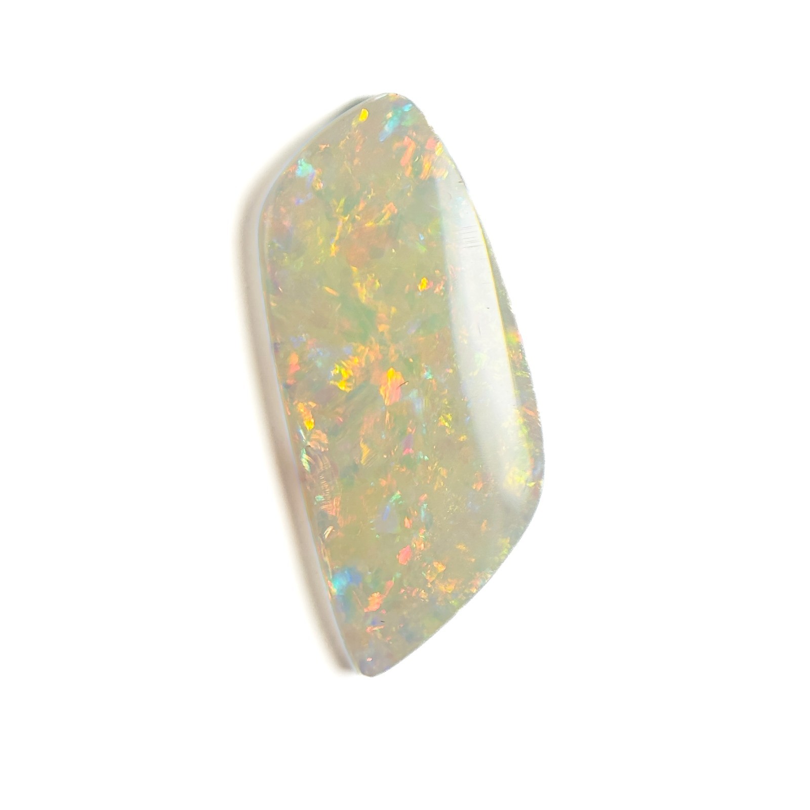 White Opal Red Multicolour 22x10x2.5 Cabochon Freeform 3.30 Carat OPAL53