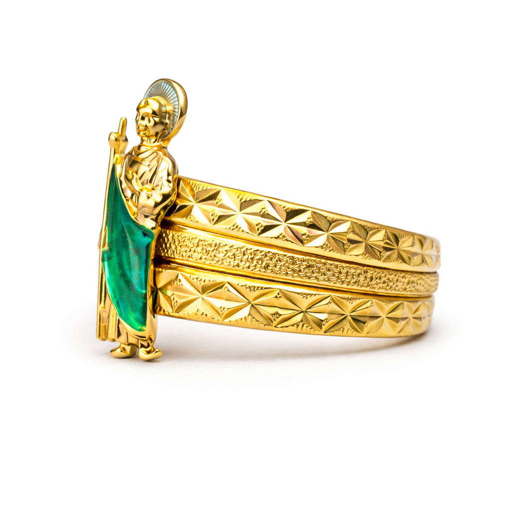 Italian 1/200 14k Yellow Gold St Jude Ring Religious Catholic Ring Men Women