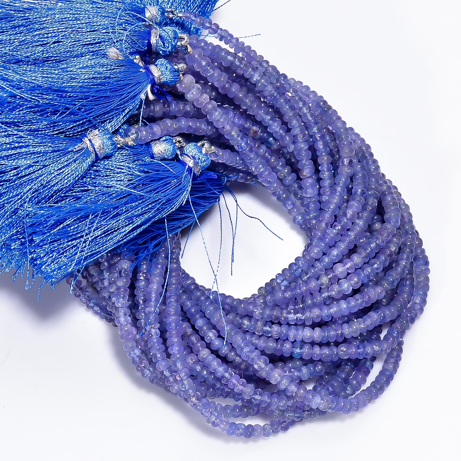 Natural Tanzanite Gemstone Rondelle Shape Smooth Beads 4 mm Strand 7.5″ EB-714