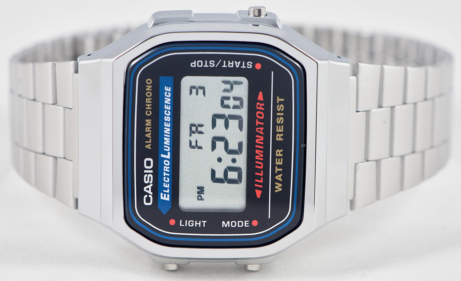 Casio A168WA-1 Men’s Stainless Steel Digital Alarm Stopwatch Watch New