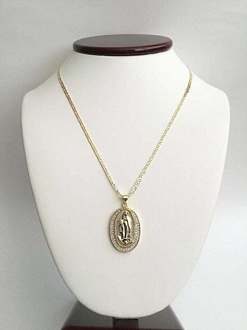 18K GOLD FILLED GUADALUPE NECKLACE 18″ LONG/CADENA DE GUADALUPE 18″ LARGO – N28