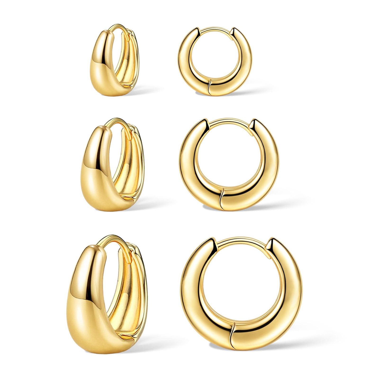 3Pairs Gold Hoop Earrings Set for Women Small, Medium, Large, – 3 Pairs