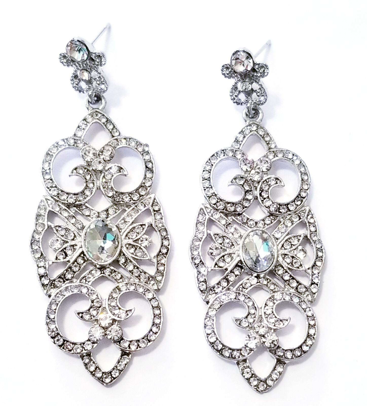 Chandelier Drop Dangle Earrings Rhinestone Austrian Crystal 2.8 in Clear