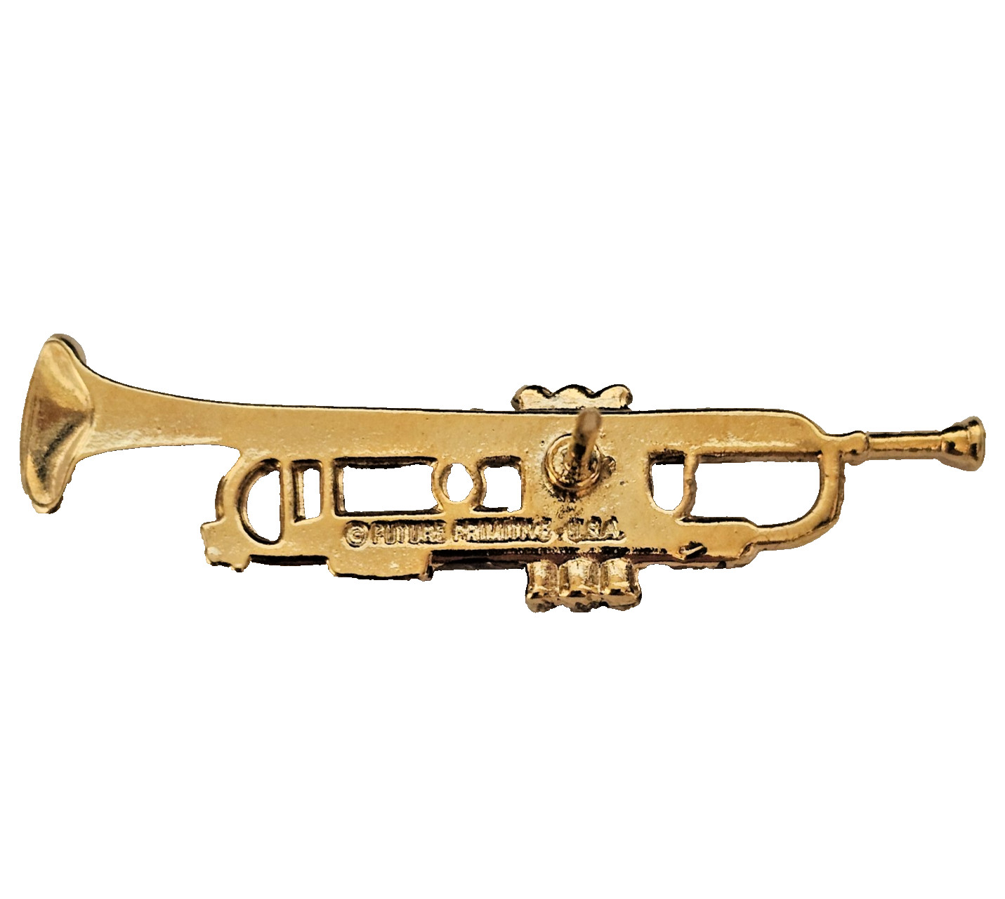 VTG Future Primitive Gold Tone Trumpet Musical Instrument Pin Museum Quality