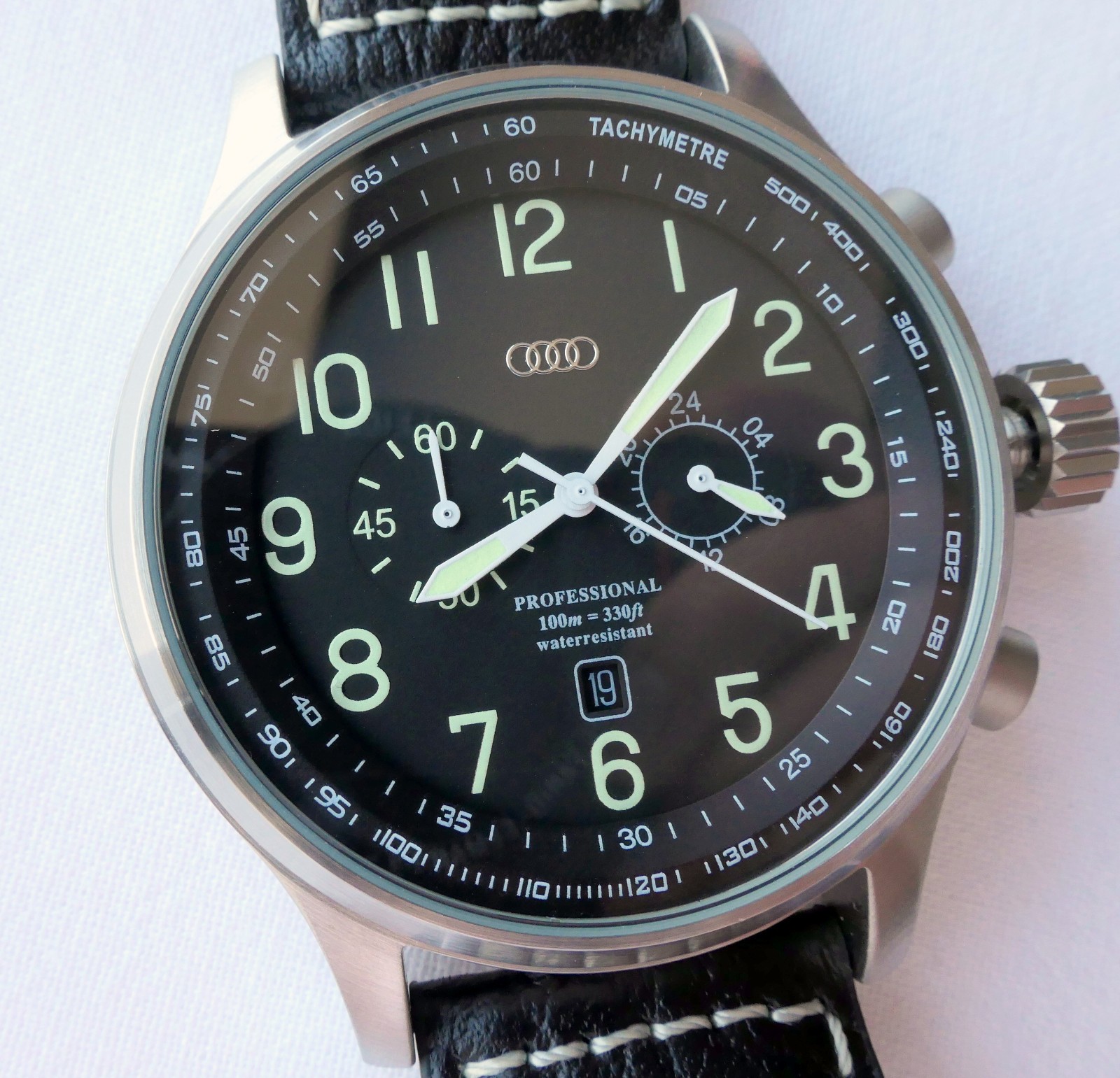 Audi RS S Motorsport Racing Pilot Car Accessory Driver Sport Chronograph Watch