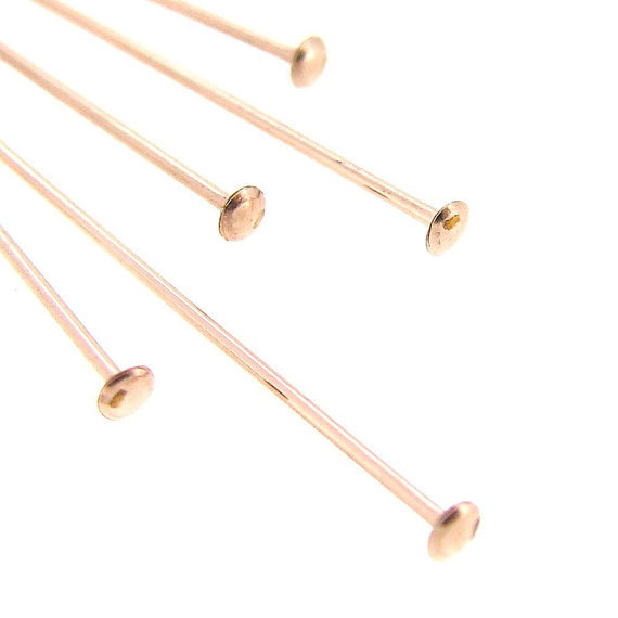 Gold Head Pins, 50pc Gold Filled Head Pins, 1.5 inch 24 gauge Stick PIns, Domed