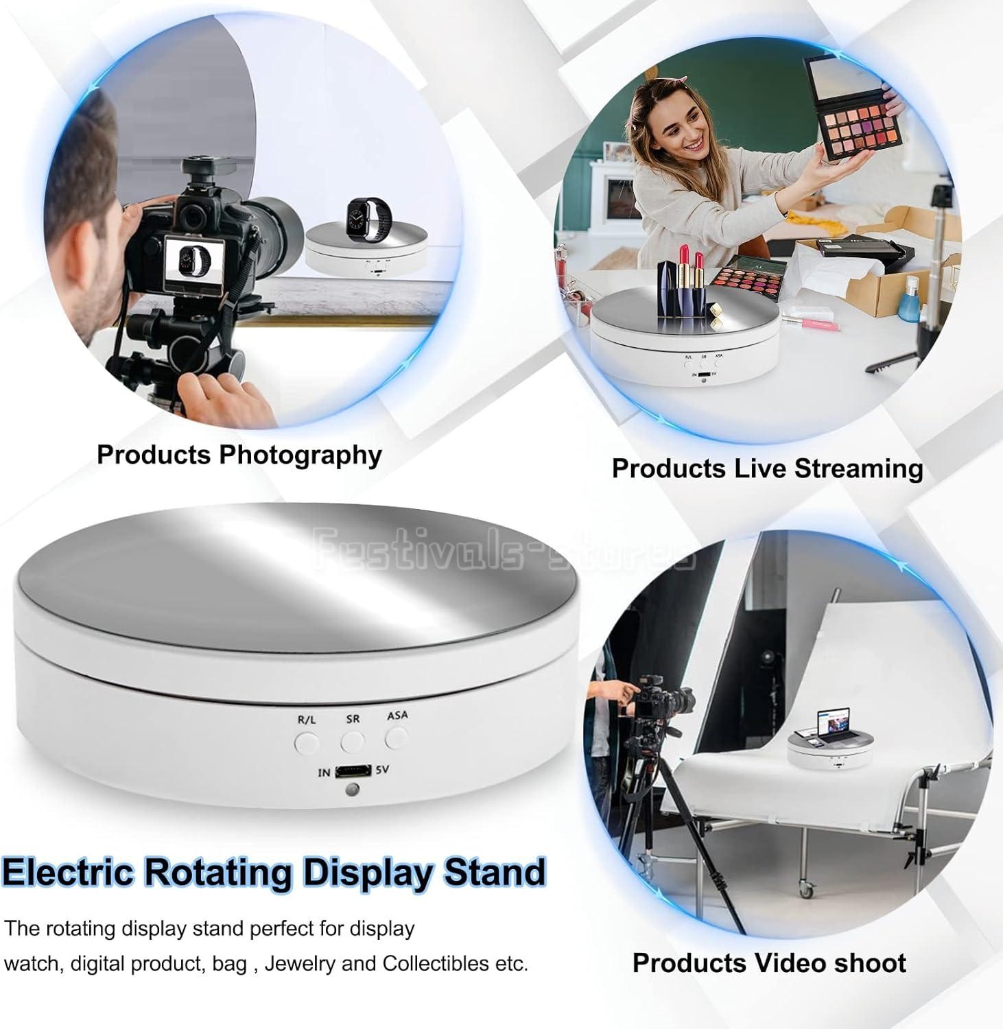 360° Electric Motorized Rotating Display Stand Jewelry Photography Show Holder