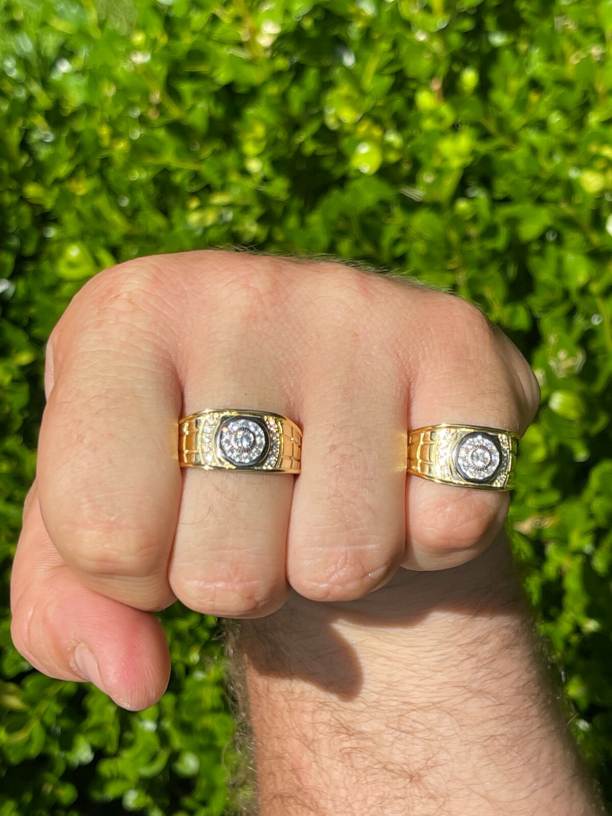ANILLO 14K Sobre Plata 925 Con Diamante Simulado HipHop Tamaño 7 8 9 10 11 12 13
