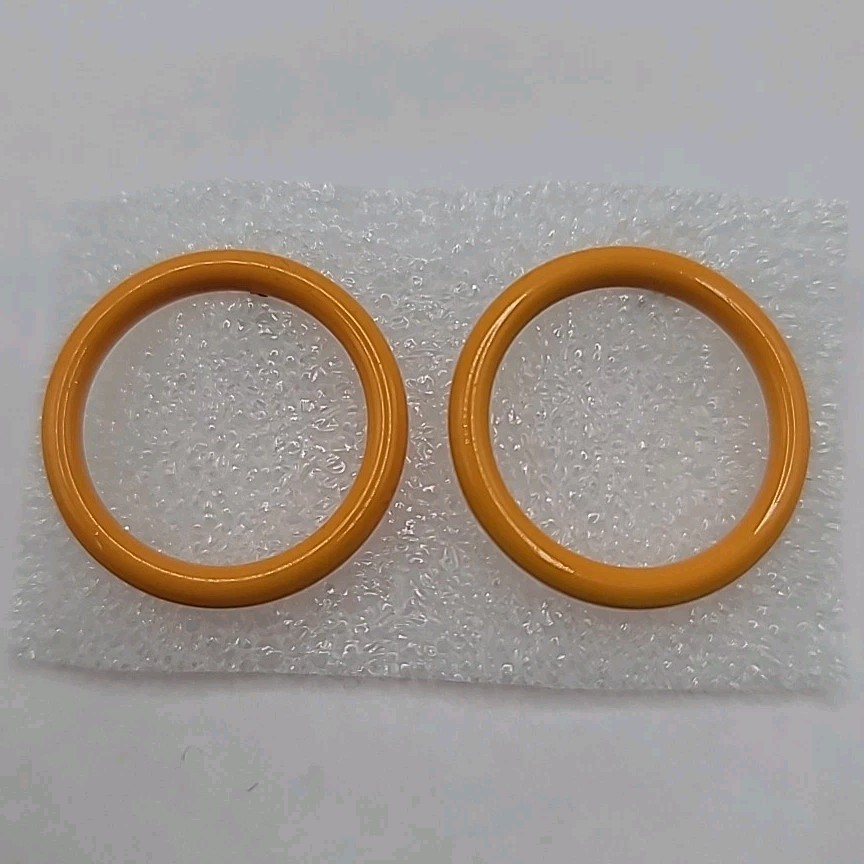 Vtg Mustard Yellow Enamel Round Hoop Pierced Stud Earrings