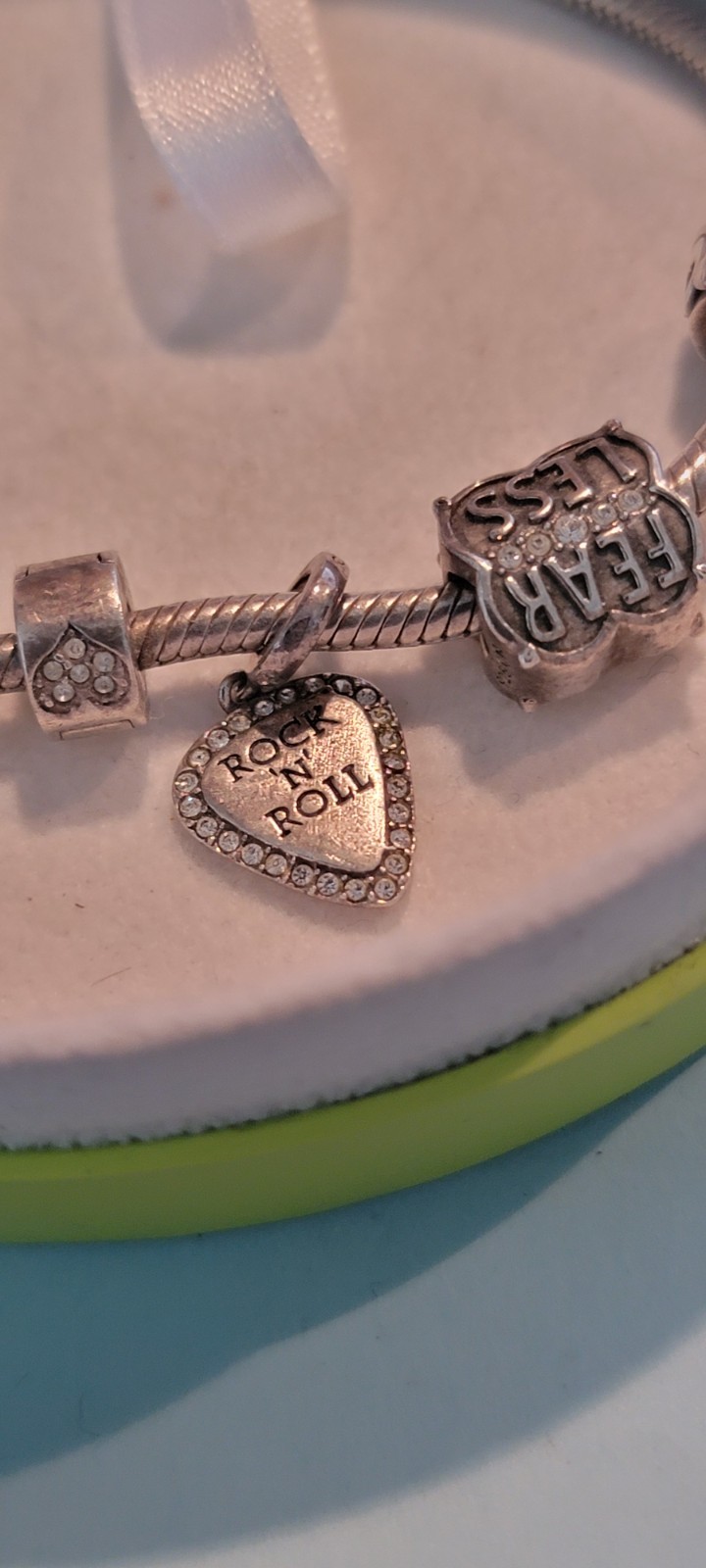 Retired Chamilia Pandora Sterling Silver Charm Bracelet Set with 7 Charms & Box