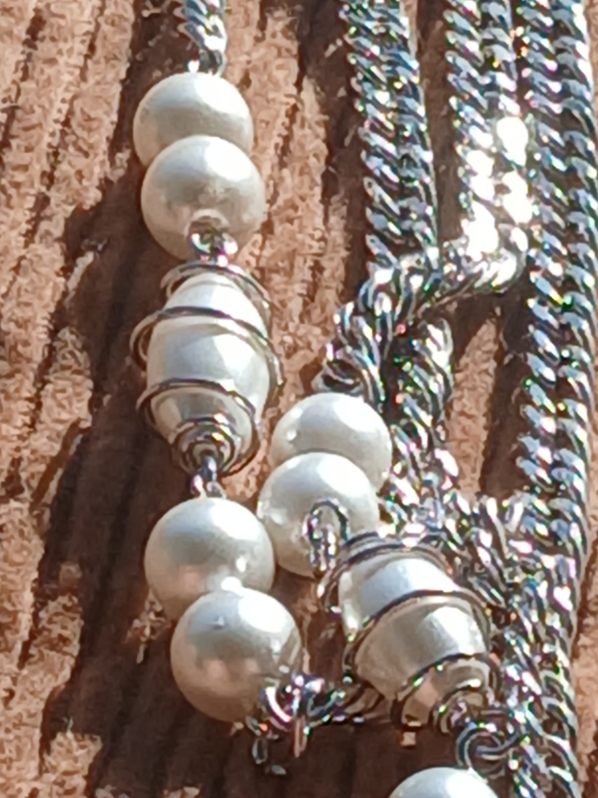 Vintage High Quality Chain Faux Pearl Necklace 24″ Nice