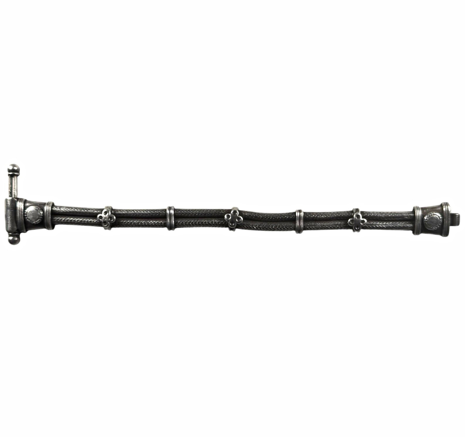 Silver-Tone Snake Chain Bracelet w/ Barrel Clasp Metal No Stone