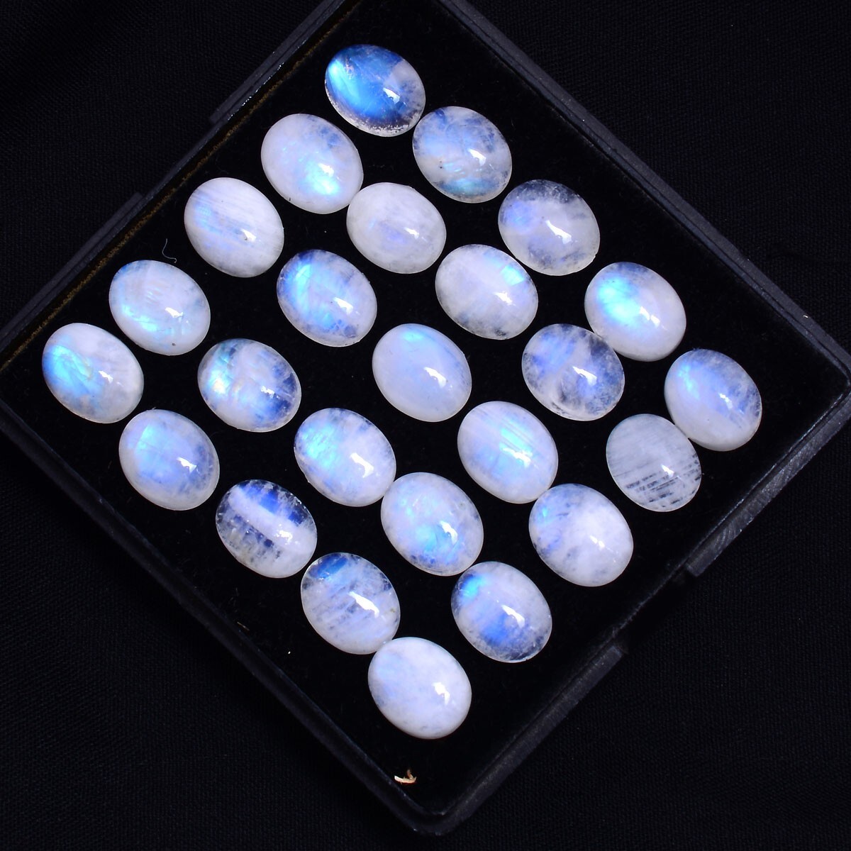 42 Pcs Natural Blue Shine Moonstone Cabochon Untreated 10mm*8mm Loose Gemstones
