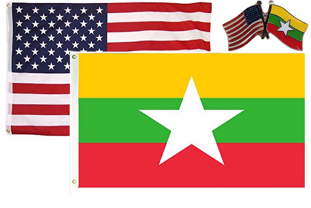 Wholesale Combo USA & Myanmar Burma 2×3 2’x3′ Flag & Friendship Lapel Pin