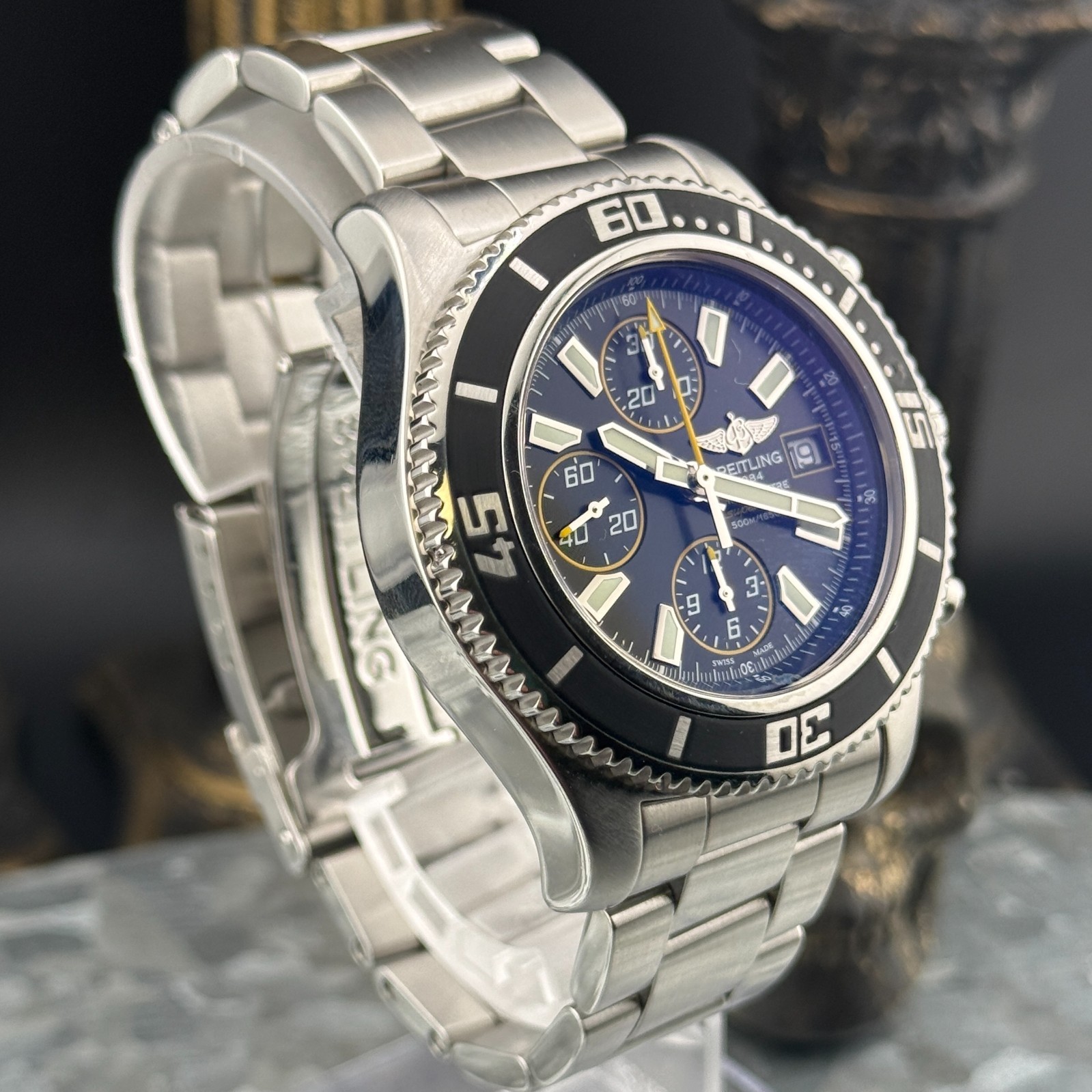 Breitling Superocean Chrono II A13341 44mm Black Dial Box & COSC Full Bracelet