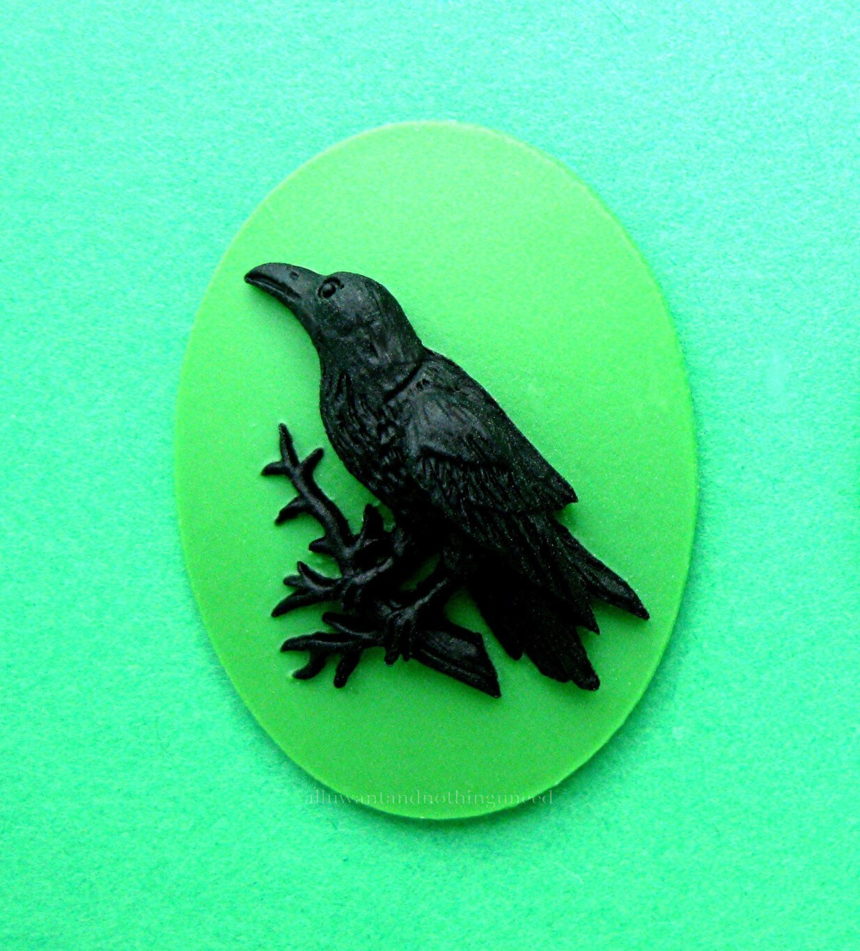 8 Multi Color BLACK BIRD CROW RAVEN on Branch 40mm x 30mm GOTH EMO CAMEOS Lot