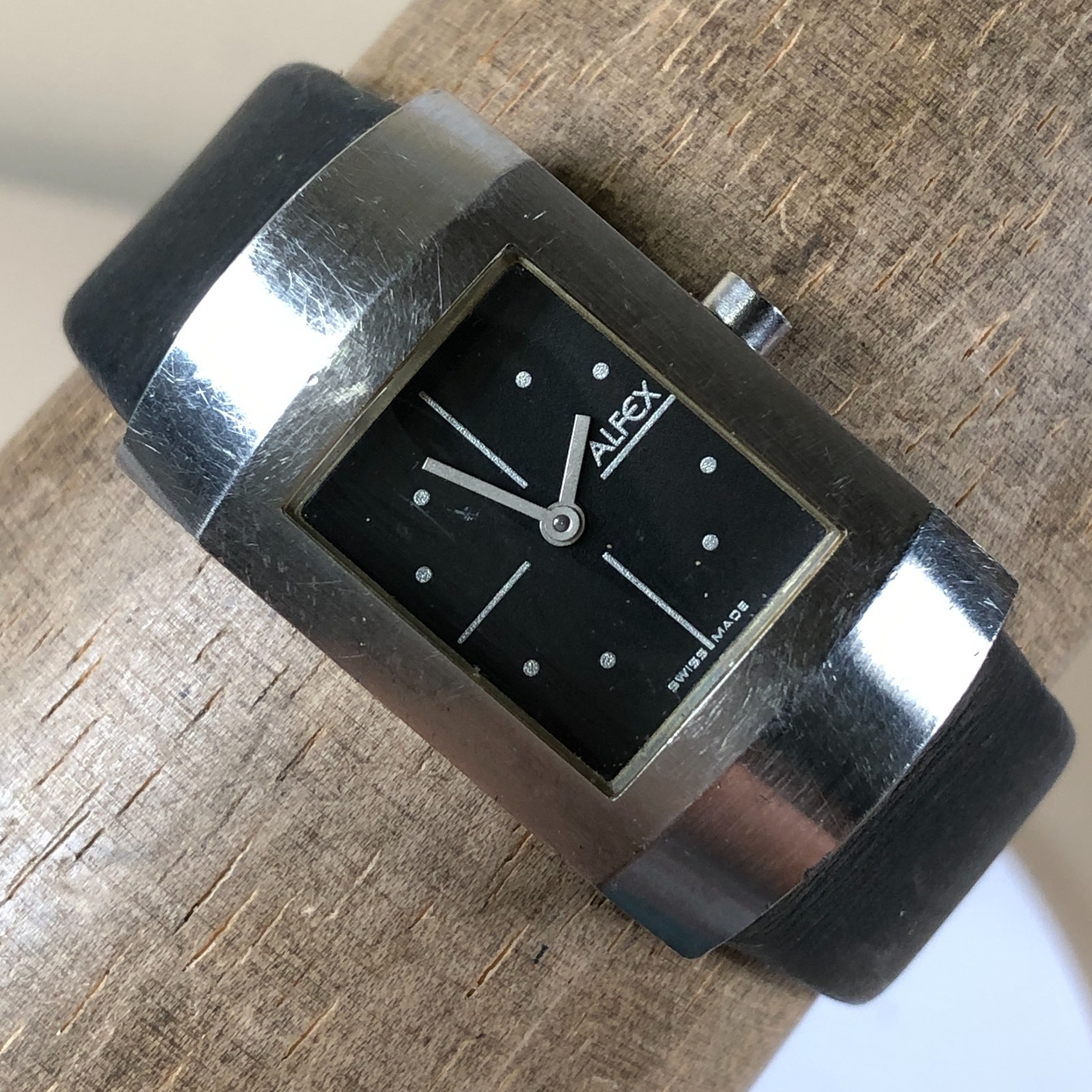 Alfex of Switzerland Women Dress Black Dial Leather Quartz Analog 24mm Watch