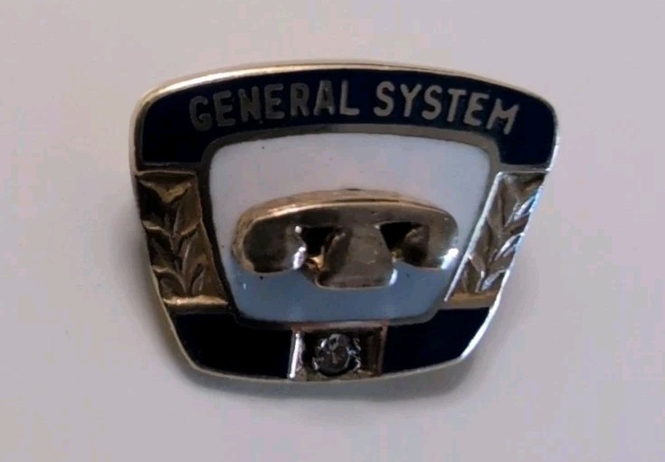 GENERAL SYSTEM GTE TELEPHONE ENAMEL DIAMOND CHIP 10 K GOLD PIN 2 GRAMS