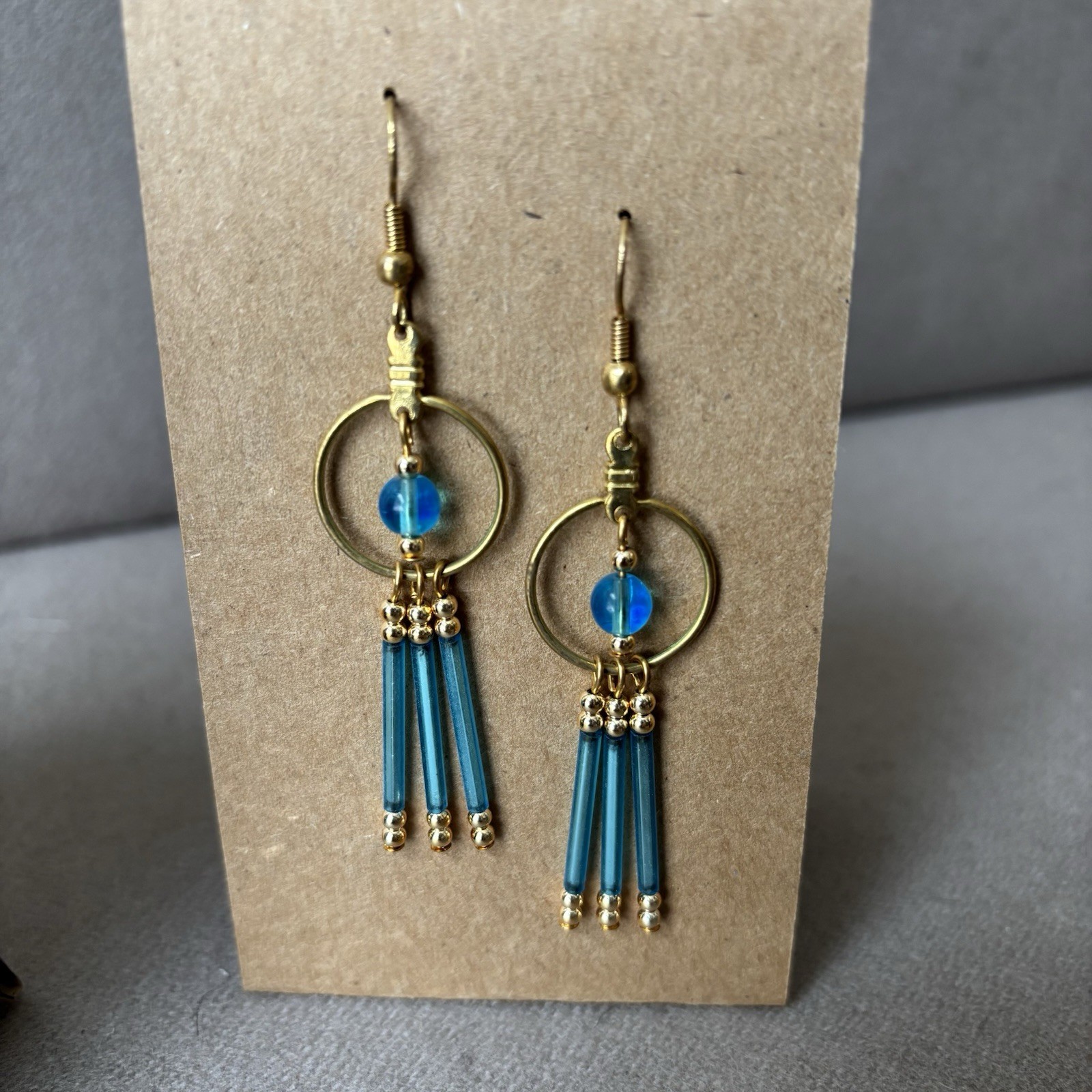 4 pair of Handmade Earrings Made With Glass Beads And Gold Plated Findings
